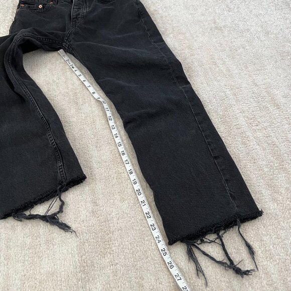 MNG Mango Havana Straight Leg High Rise Crop Distressed Jeans 4 - Picture 5 of 12